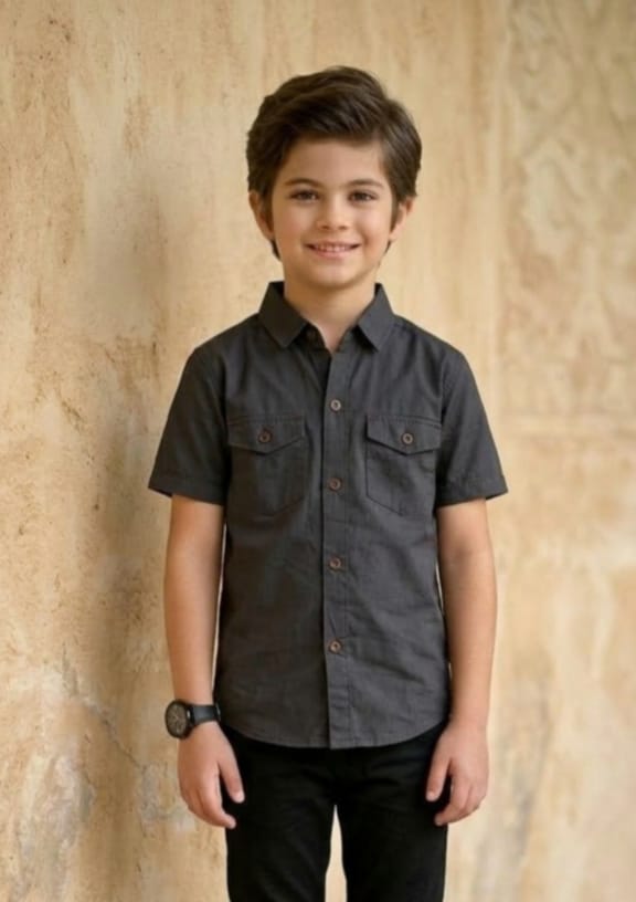 Charcoal Dual-Pocket Button-Up