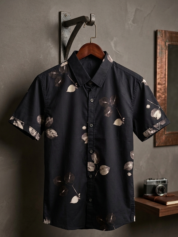 Vintage Floral Black Shirt For mens