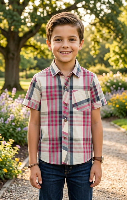Kids Western Style Plaid Shirt