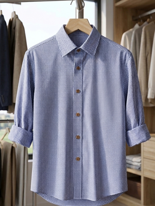 Classic Blue Checked Full Sleeve Men’s Shirt