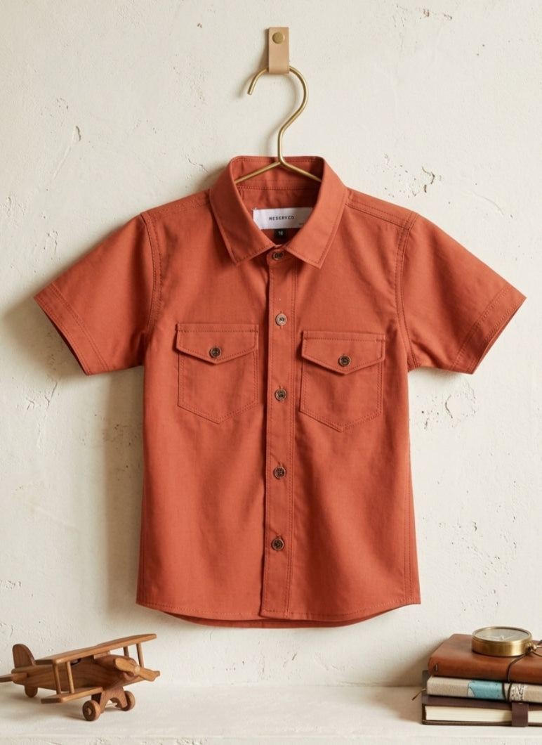 Double pocket kids casual shirts
