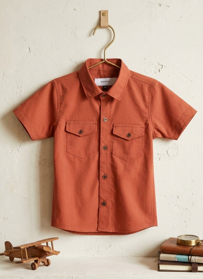 Double pocket kids casual shirts