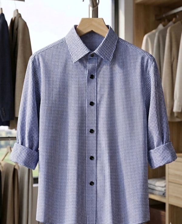 Classic Blue Checked Full Sleeve Men’s Shirt