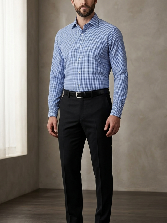 Classic Blue Checked Full Sleeve Men’s Shirt