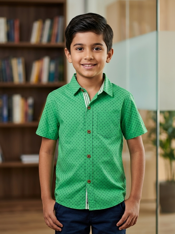 Bright Green Polka Dot Button-Down Shirt