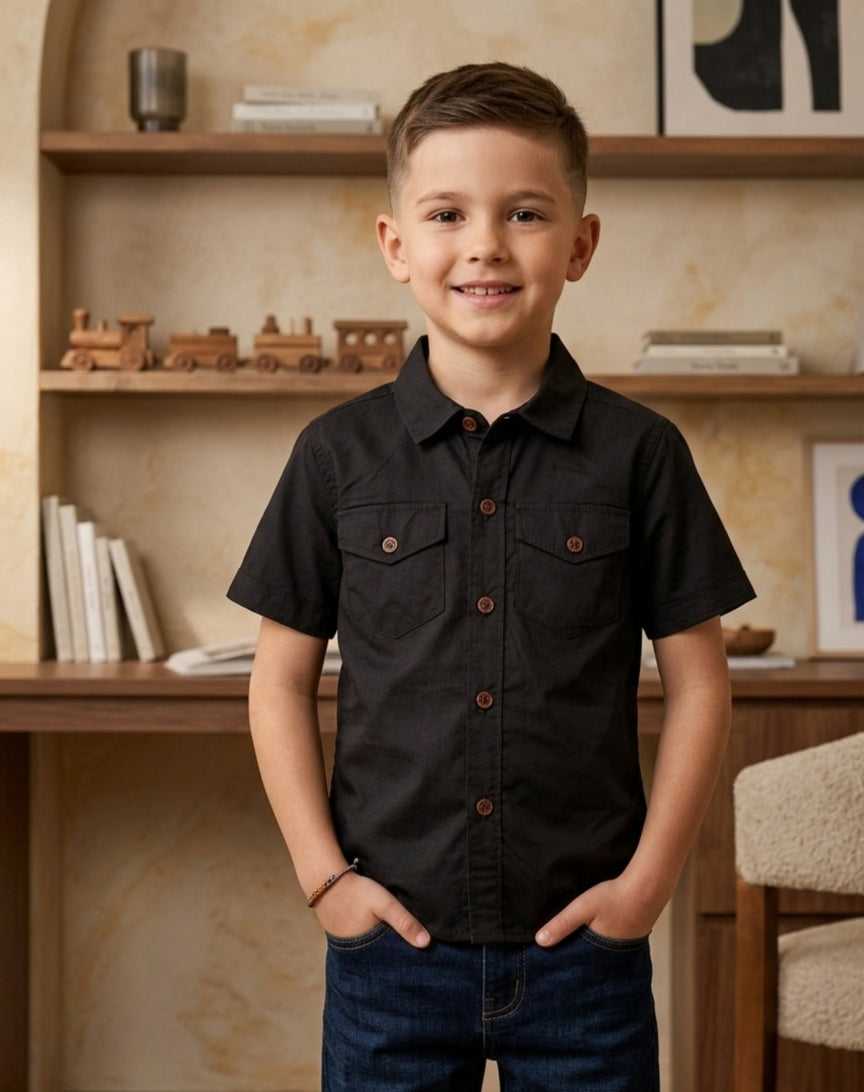 Black kids casual shirts