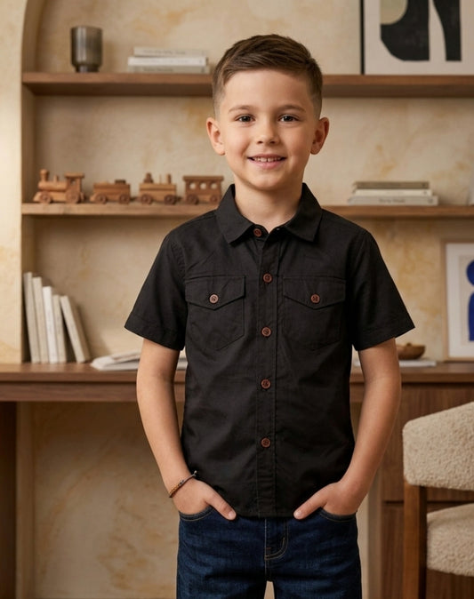 Black kids casual shirts