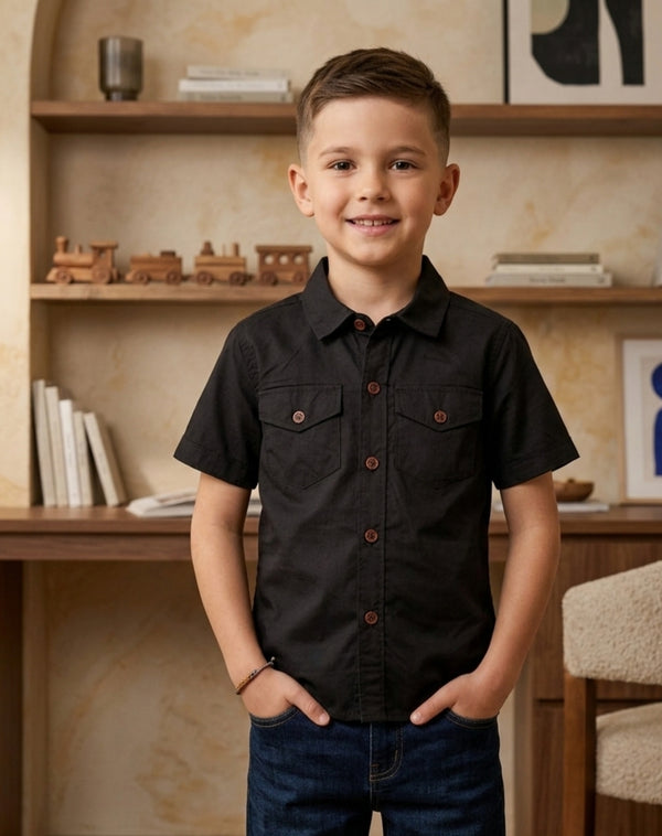 Black kids casual shirts