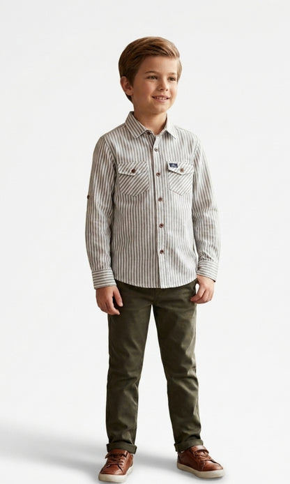 Youth Casual Button-Down Plaid Shirt