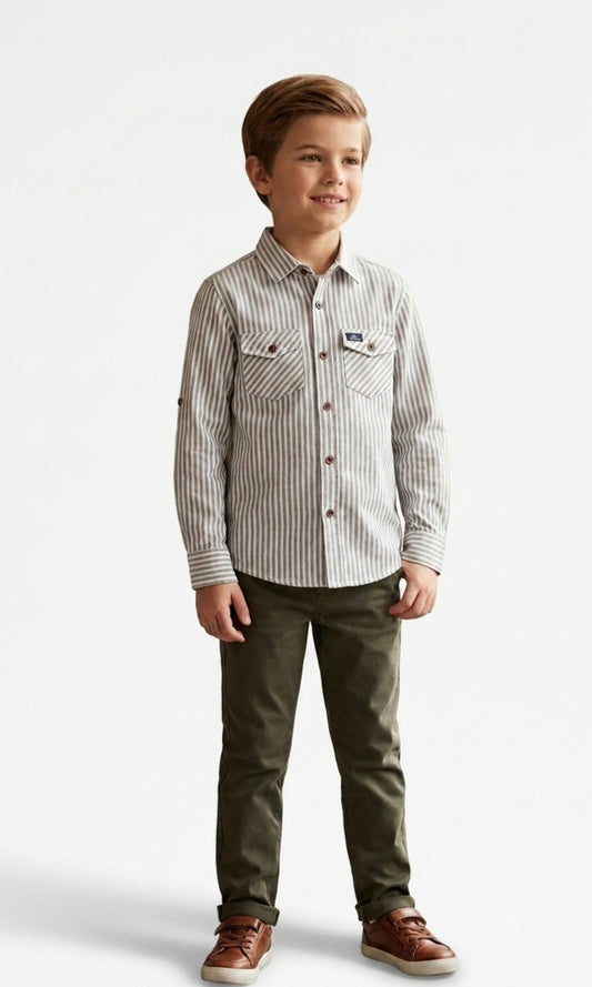 Youth Casual Button-Down Plaid Shirt